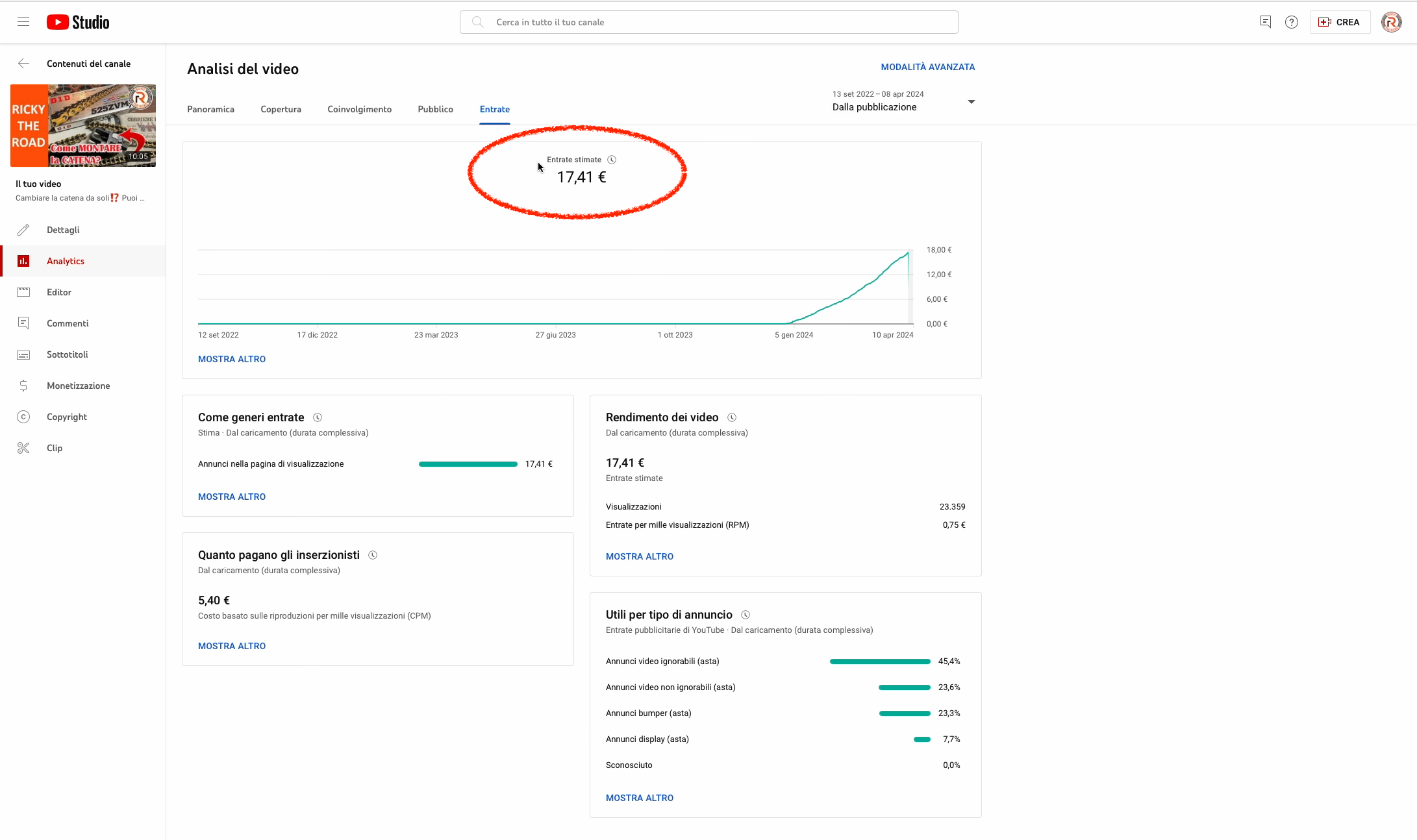 Schermata YouTube Come montare la catena da moto